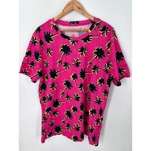 City Streets Pink Palm Tree Graphic Tee T-Shirt Short Sleeves For Men's Size XL